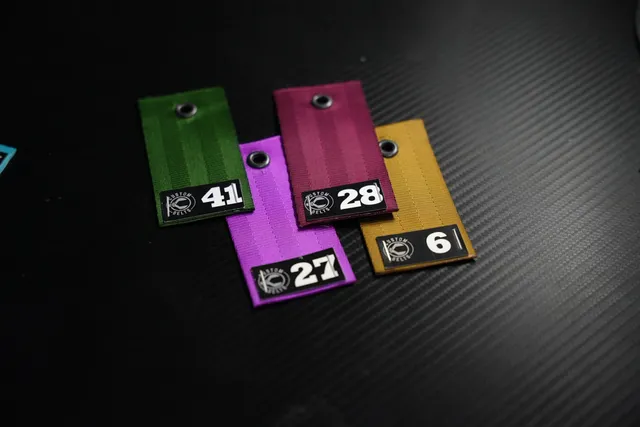 Muestras de color de cinta de cinturón numeradas