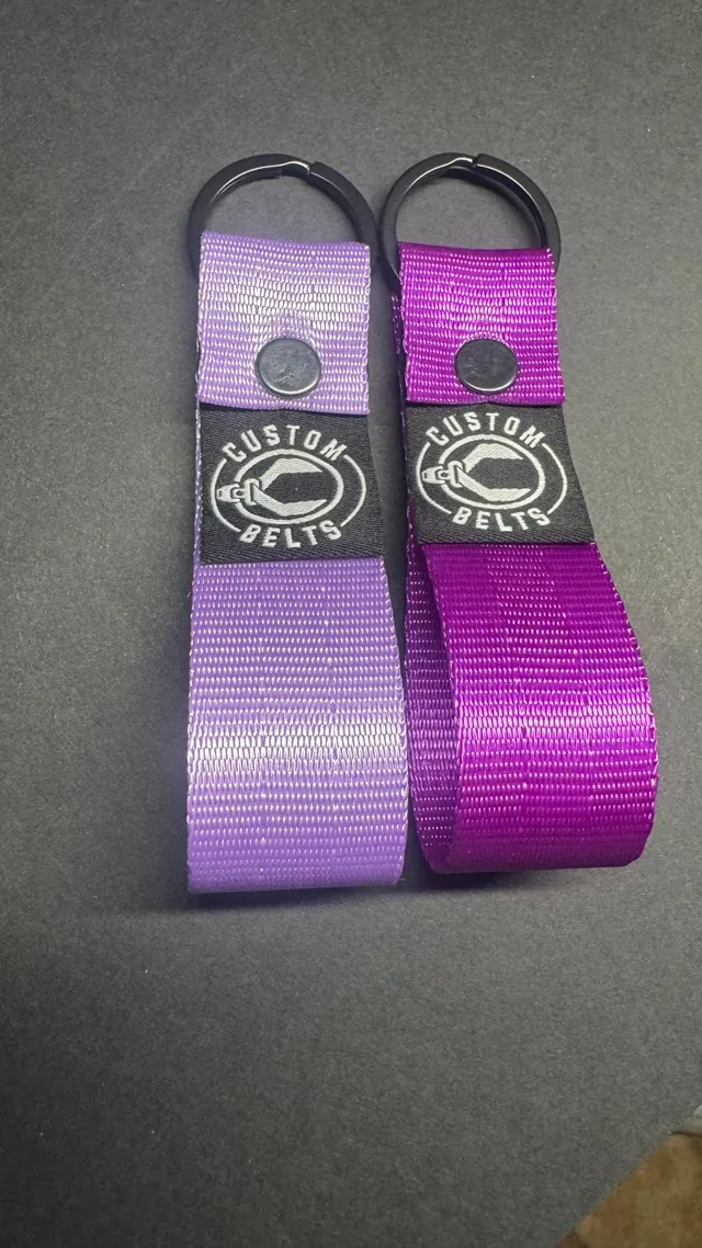 Llaveros con anilla de cinta de cinturón en lila y morado